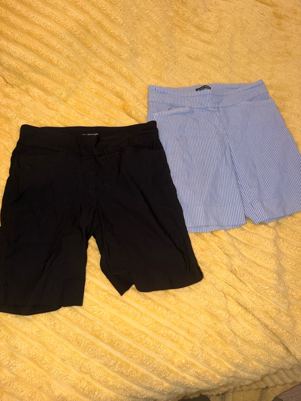 2 pc dress shorts set Hillary Radley black & blue striped Medium